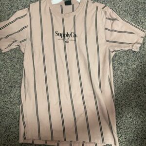 Men's Short Sleeve Shirt in Pink Stripe